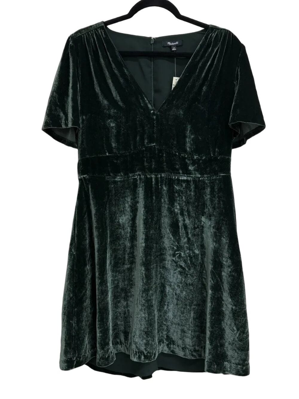 Madewell Velvet Mini Dress Dark Green